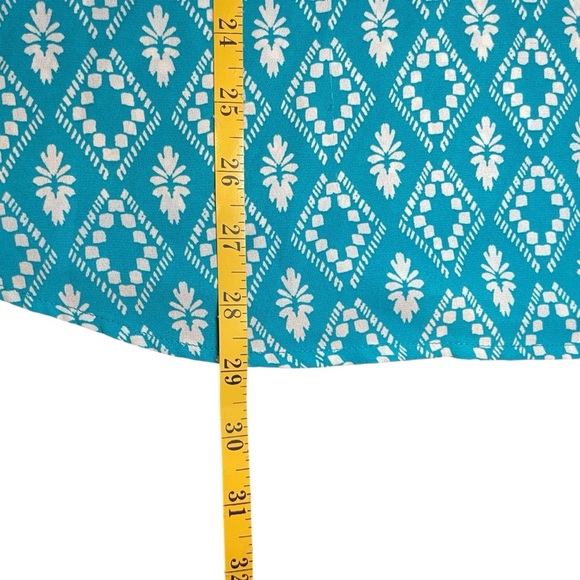 Free 2 Luv Womens Plus Turquoise Boho Blouse 2X Bell Sleeves Crochet Accents EUC - Picture 11 of 11